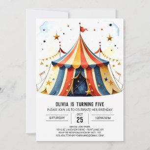 Tent Custom Waterverf Circus Verjaardag Kaart