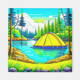 Tent Drijvend op het Meer Camping Thema Magneet
