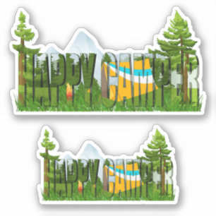 Tent en bosbomen Happy Camper Sticker