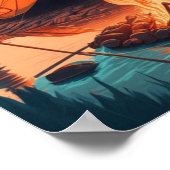 Tent en Campfire  Kleuren Kunst Poster (Hoek)