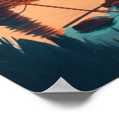 Tent en Campfire Kleuren Kunst Poster (Hoek)