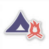 Tent en kampvuur sticker (Voorkant)