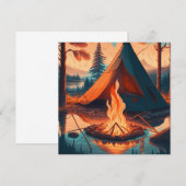 Tent en kampvuur vintage kleuren kunst (Voorkant / Achterkant)