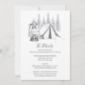 Tent en Lantern Camping Sketch All in One Wedding Kaart (Achterkant)
