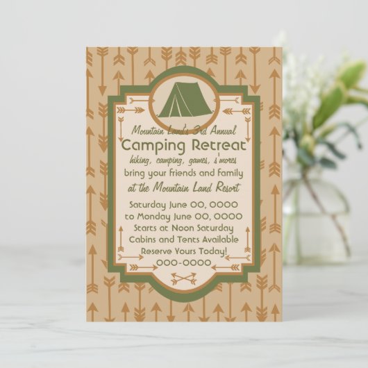 Tent- en pijlkamperen kaart (Staand voorkant)