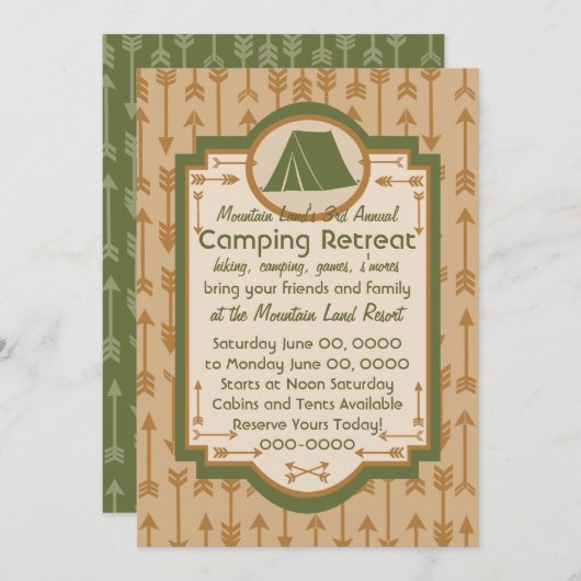 Tent- en pijlkamperen kaart (Voorkant / Achterkant)