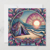 tent en zonsopgang op een camping kaart (Voorkant)