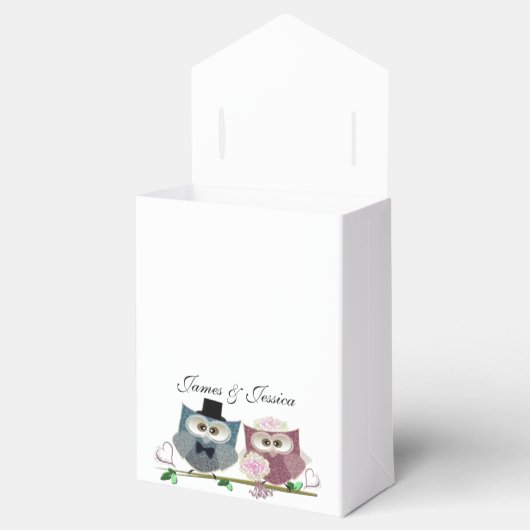 Tent Favor Box met Huwelijk Uilen Kunst Bedankdoosjes (Geopend)