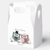 Tent Favor Box met Schattigee Bruiloft Uilen Kunst Bedankdoosjes (Geopend)