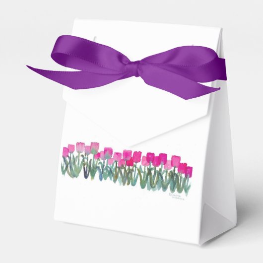 Tent Favor Boxes Spring Roze Tulips Bedankdoosjes (Voorkant Zijde)