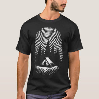 Tent Fingerprint - Vintage Nature Wildlife Camping T-shirt