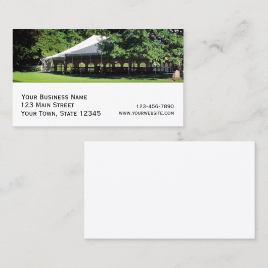 Tent Huur, gebeurtenis Visitekaartje (Voorkant / Achterkant)