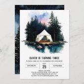 Tent in de Bossen Verjaardagsuitnodiging Kaart (Voorkant / Achterkant)