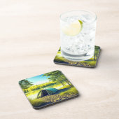 Tent in een prachtig bos bij een meer bier onderzetter (Rechterzijde)