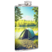 Tent in een prachtig bos bij een meer heupfles (Rechts)