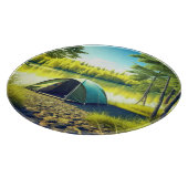 Tent in een prachtig bos bij een meer snijplank (Hoek)