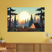 Tent in het bos canvas afdruk (Insitu (Woonkamer))