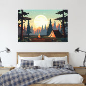 Tent in het bos canvas afdruk (Insitu (Slaapkamer))
