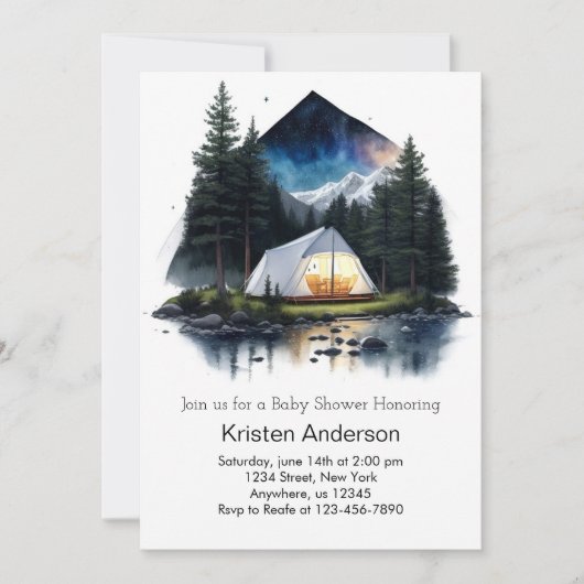 Tent in het Starlight Adventure Baby shower Kaart (Voorkant)