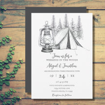 Tent, Lantern en Woodland Sketch Camping Wedding