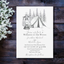 Tent, Lantern en Woodland Sketch Camping Wedding