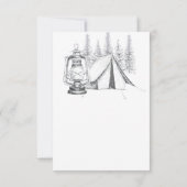 Tent, Lantern en Woodland Sketch Camping Wedding RSVP Kaartje (Achterkant)