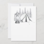 Tent, Lantern en Woodland Sketch Camping Wedding Save The Date (Achterkant)