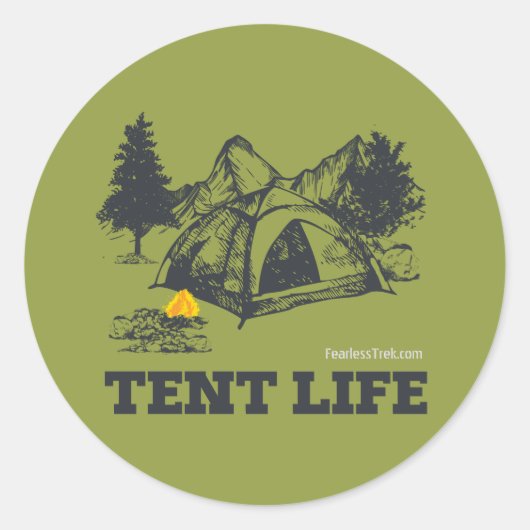 Tent Life Ronde Sticker (Voorkant)