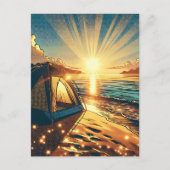 Tent op een strand Camping Thema blanco Briefkaart (Voorkant)