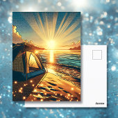 Tent op een strand Camping Thema blanco Briefkaart