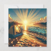 Tent op een strand Camping Thema blanco Kaart (Voorkant)