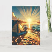 Tent op een strand Camping thema verjaardag Kaart (Voorkant)