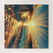 Tent op een strand Camping thema verjaardag Legpuzzel (Horizontaal)