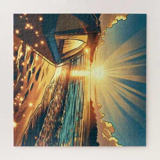 Tent op een strand Camping thema verjaardag Legpuzzel (Horizontaal)