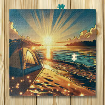 Tent op een strand Camping thema verjaardag