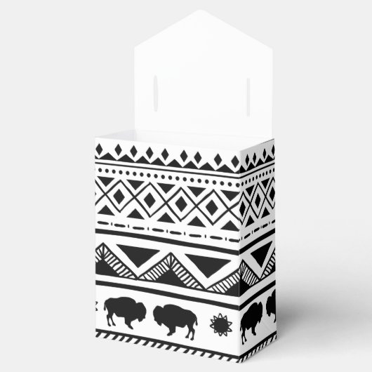 Tent Papier Favor Box Boho Buffalo Tribal Pattern Bedankdoosjes (Geopend)