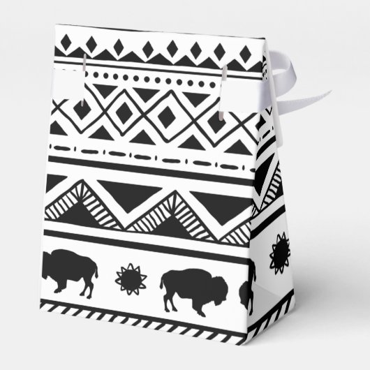 Tent Papier Favor Box Boho Buffalo Tribal Pattern Bedankdoosjes (Achterkant)