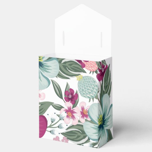Tent Papier Favor Box Tropische bloemen op wit Bedankdoosjes (Geopend)