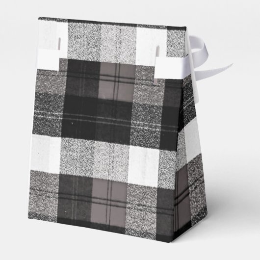 Tent Papier Favor Box Xmas Baffalo Plaid Zwart Wit Bedankdoosjes (Achterkant)