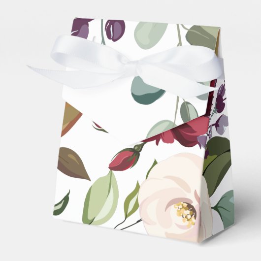 Tent papier gunst doos wit rozen goud geometrisch bedankdoosjes (Voorkant Zijde)