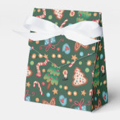 Tent Party Favor Gift Box Green Christmas Pattern Bedankdoosjes (Voorkant Zijde)