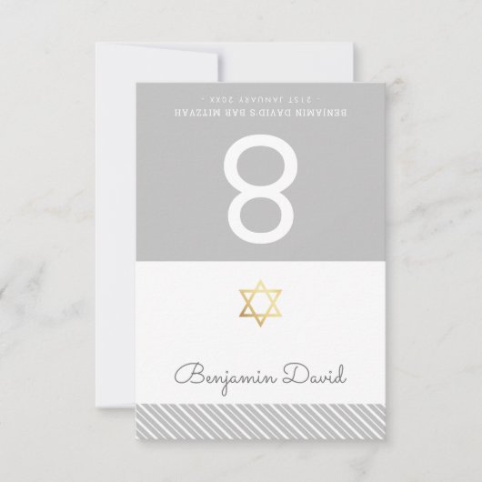 TENT PLACE CARDS Bar Mitzvah ster van david grijs Kaart (Voorkant)
