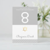 TENT PLACE CARDS Bar Mitzvah ster van david grijs Kaart (Staand voorkant)