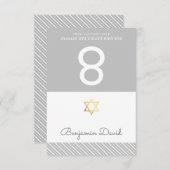 TENT PLACE CARDS Bar Mitzvah ster van david grijs Kaart (Voorkant / Achterkant)