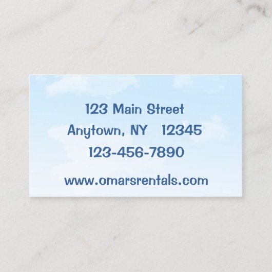 Tent Rental Visitekaartje (Achterkant)