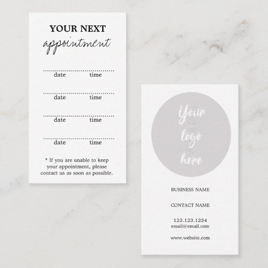 Tent Style Appointkaart Afsprakenkaartje (Voorkant / Achterkant)