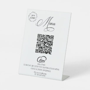 *~*Tent tabletop Simple Resaturant Logo QR Reclamebord Met Voetstuk
