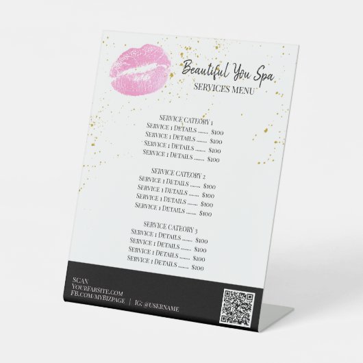 *~* Tent Tent PINK LIPS tabletop Pedestal Sign Reclamebord Met Voetstuk (Voorkant)