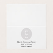 Tent vouwd Visitekaartje - Info bedrijf & support (Buitenkant ongevouwen)