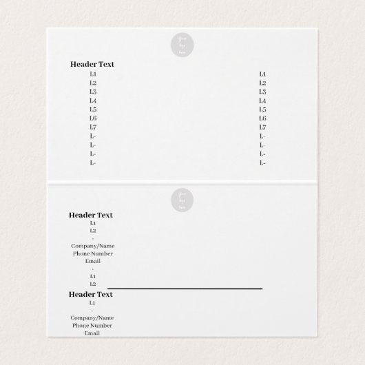 Tent vouwd Visitekaartje - Info bedrijf & support (Binnenkant ongevouwen)